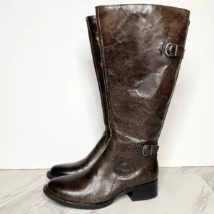 Born Gibb Knee High Wide Calf Brown Leather Boot 7 1/2 M