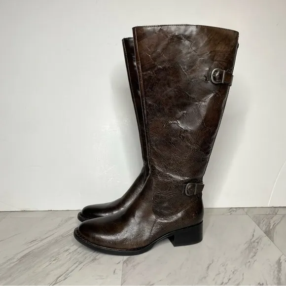 Born Gibb Knee High Wide Calf Brown Leather Boot 7 1/2 M