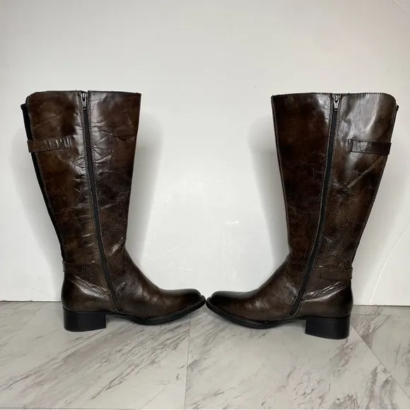 Born Gibb Knee High Wide Calf Brown Leather Boot 7 1/2 M