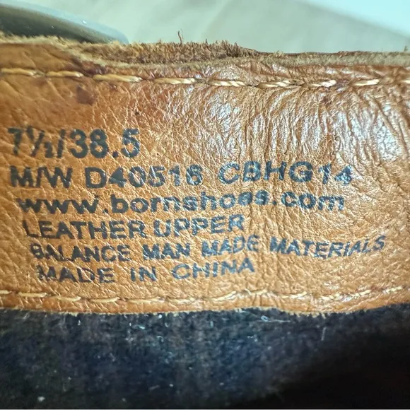 Born Ondine Distressed Leather Buckle  Stacked Heel Western Ankle Boots 7.5