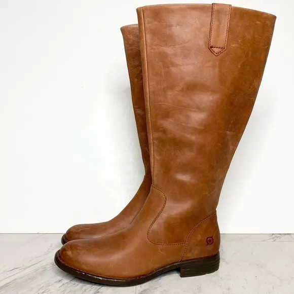 Born Shaunie Brown Leather Wide Calf Riding Boot 6M