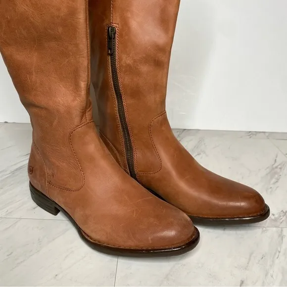 Born Shaunie Brown Leather Wide Calf Riding Boot 6M