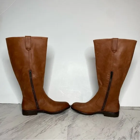 Born Shaunie Brown Leather Wide Calf Riding Boot 6M