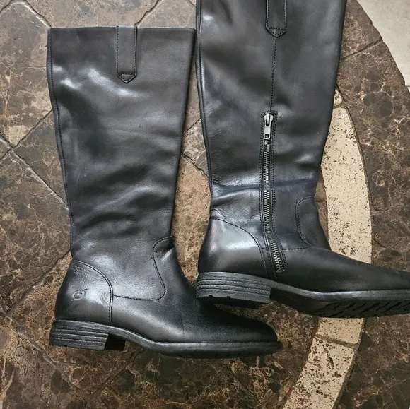 Born Shaunie Leather Tall Riding Black Boots SZ 6.5 NWT
