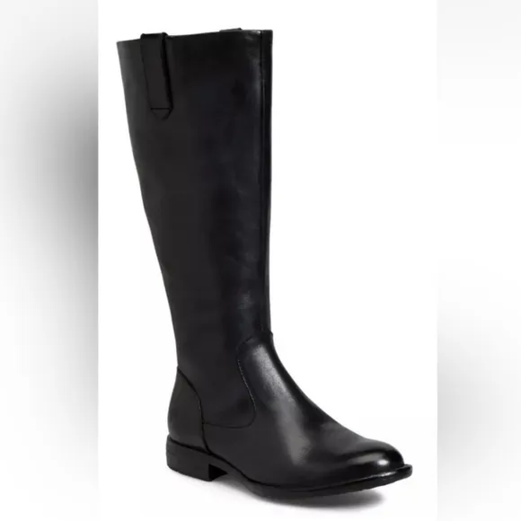 Born Shaunie Leather Tall Riding Black Boots SZ 6.5 NWT