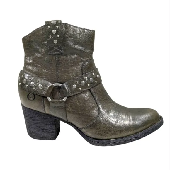 Born Slater Western Studded Harness Boots GUC $169 Size 6.5 M/W   S3139