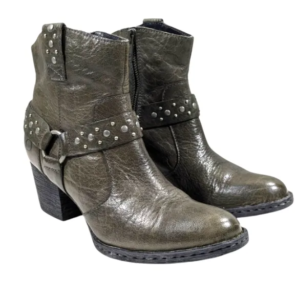 Born Slater Western Studded Harness Boots GUC $169 Size 6.5 M/W   S3139