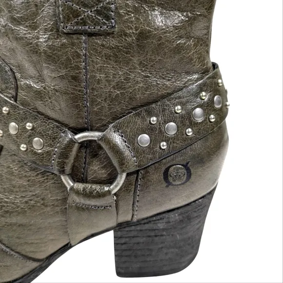Born Slater Western Studded Harness Boots GUC $169 Size 6.5 M/W   S3139