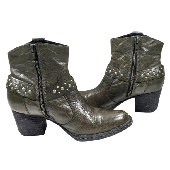 Born Slater Western Studded Harness Boots GUC $169 Size 6.5 M/W   S3139