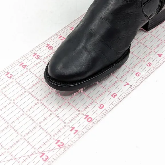 Born Women Cupra Black Leather Strappy Wide Calf Round Riding Boots size 7