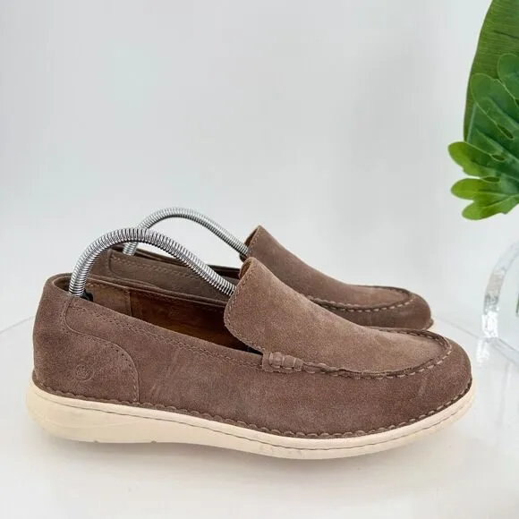 Born Thaton Loafers Brown Suede Leather Slip On Comfy Shoes Size 8 Casual