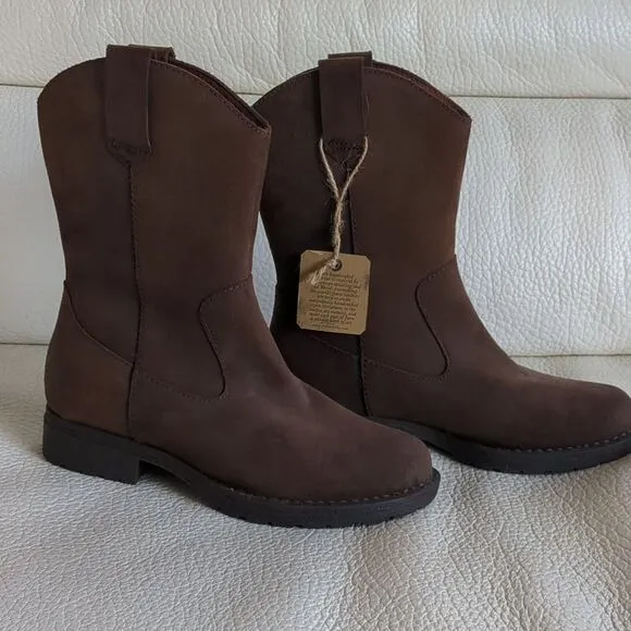 BORN Women’s Brown Suede Leather Mid Calf Pull On Boots NWT