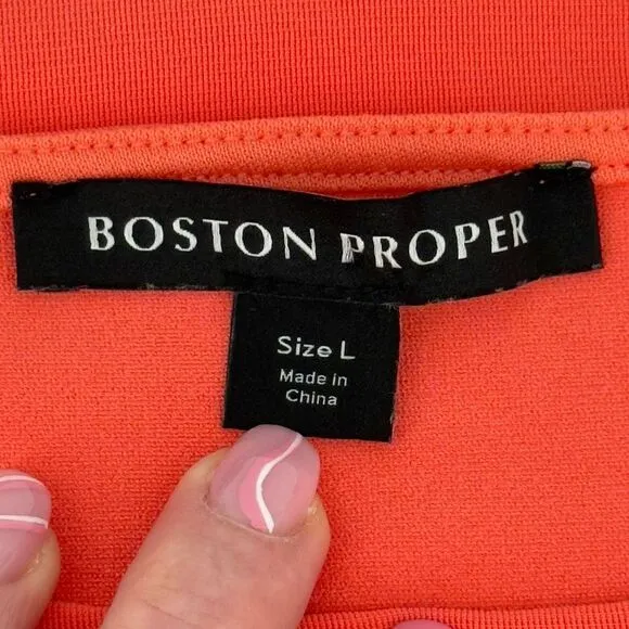 Boston Proper L Beyond Travel Drawstring-Waist Dress Cap Sleeve Travel Resort