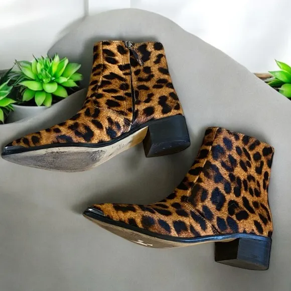 Botkier Greer leopard print calf hair ankle boots