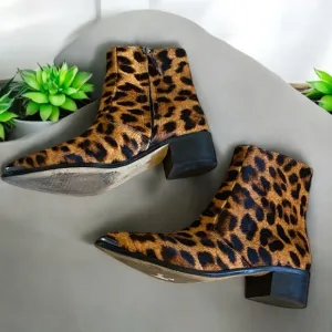 Botkier Greer leopard print calf hair ankle boots