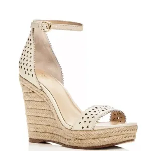 Botkier Jamie Espadrille Wedge Sandals in Cream Leather - Size 9