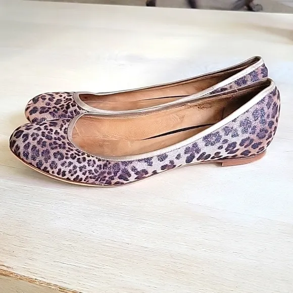 BOTTEGA by Bottega Veneta Leopard Print Glitter Ballet Flats