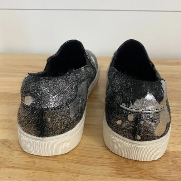 Boutique by Corky's Pine Top Studded Metallic Cowhide Leather Slip On Sneakers