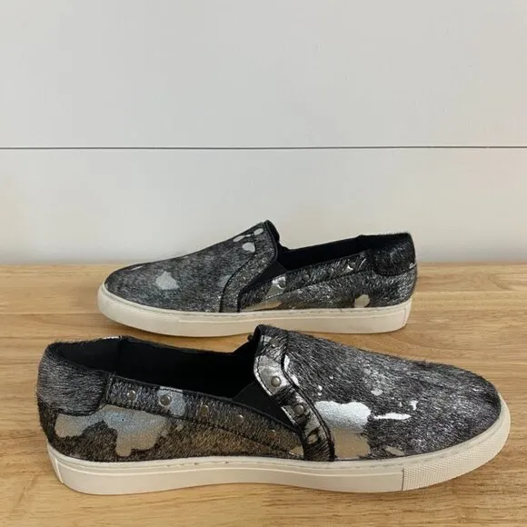 Boutique by Corky's Pine Top Studded Metallic Cowhide Leather Slip On Sneakers