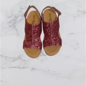 Boutique by Corkys Sparkly Pink Glitter Wedge Sandals Ankle Strap Size 9 NIB