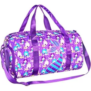 BOYS Girls Gym Bag Travel Duffle Bag Mermaid Purple