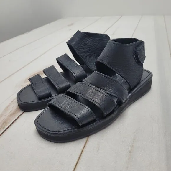 Bread &amp; Butter Italy soft black leather fisherman gladiator chunky sandals