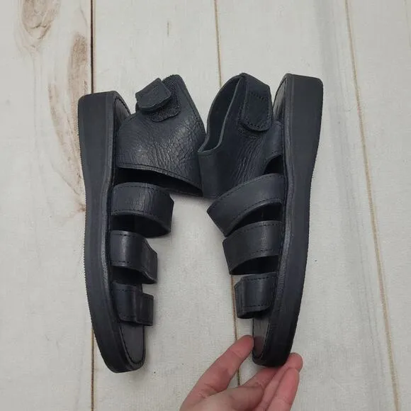 Bread &amp; Butter Italy soft black leather fisherman gladiator chunky sandals