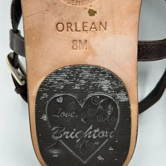 Brighton Women's Orleans Brown Leather Thong Sandals Silver Artisan Details 8