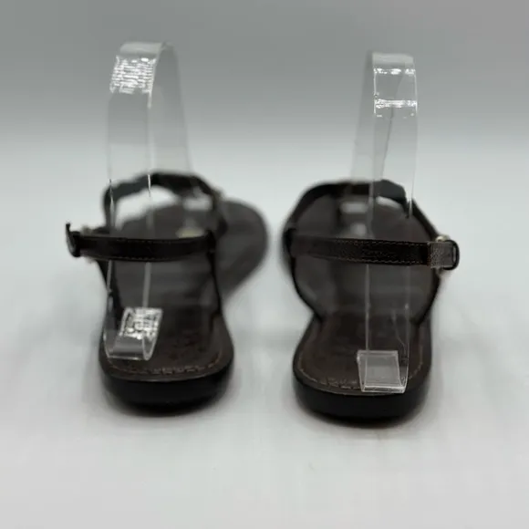 Brighton Women's Orleans Brown Leather Thong Sandals Silver Artisan Details 8