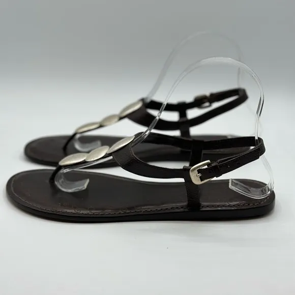 Brighton Women's Orleans Brown Leather Thong Sandals Silver Artisan Details 8