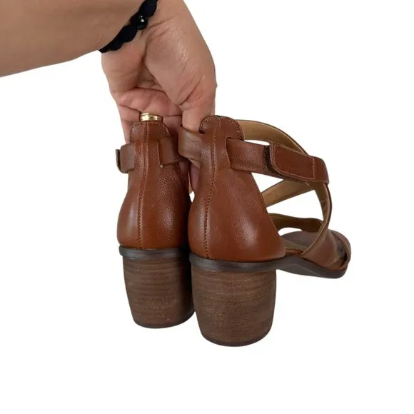 Brioso Womens Brown Leather Strappy Sandals 2.5&quot; Heel Made In Brazil SZ 8.5M