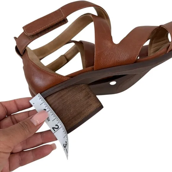 Brioso Womens Brown Leather Strappy Sandals 2.5&quot; Heel Made In Brazil SZ 8.5M