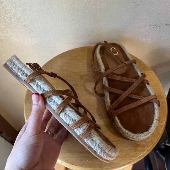 Brochu Walker Dawson Espadrilles Strappy Suede Leather Sandal Womens Size 7