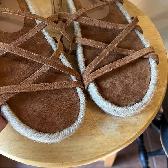 Brochu Walker Dawson Espadrilles Strappy Suede Leather Sandal Womens Size 7