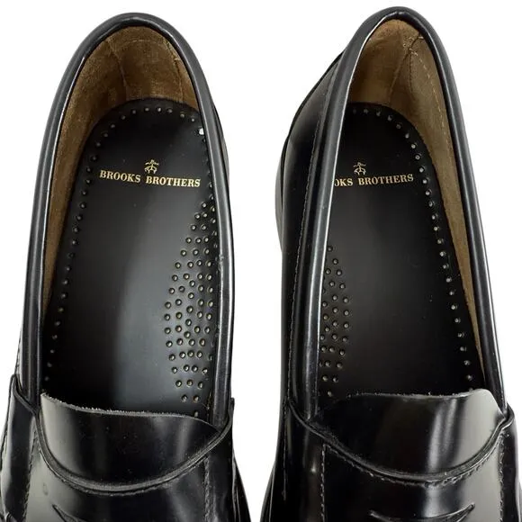 Brooks Brothers Westport Penny Loafers Black Leather Classic Preppy Men Size 8D