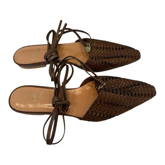 Brother Vellies Olivia Flats Brown Woven Leather Lace-Up Sandals Size 10 – NWOT