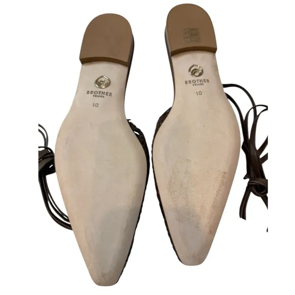 Brother Vellies Olivia Flats Brown Woven Leather Lace-Up Sandals Size 10 – NWOT