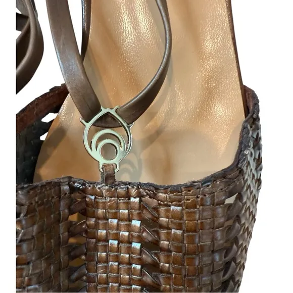 Brother Vellies Olivia Flats Brown Woven Leather Lace-Up Sandals Size 10 – NWOT