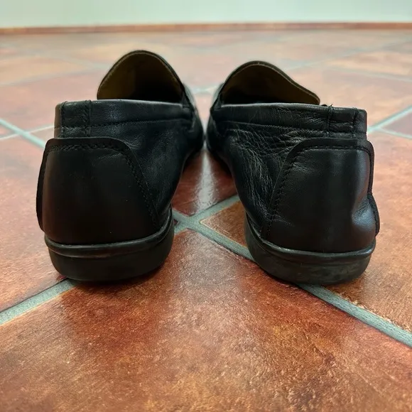 Bruno Magli Black Leather Metal Buckle Loafers Size Mens 15