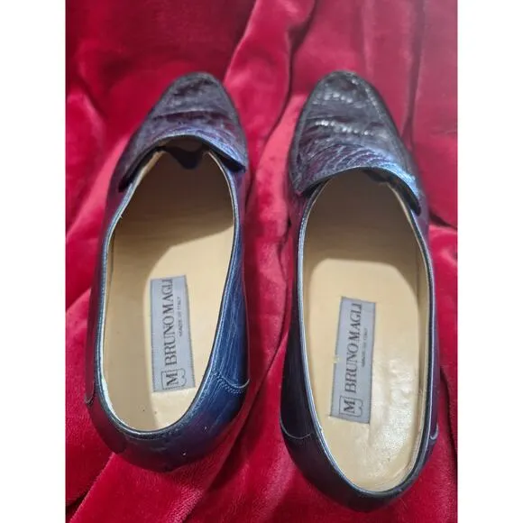 Bruno Magli Caiman Crocodile Black/Blue Loafers Men's 8m