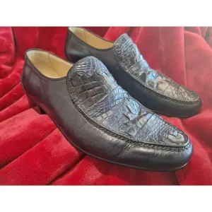 Bruno Magli Caiman Crocodile Black/Blue Loafers Men's 8m