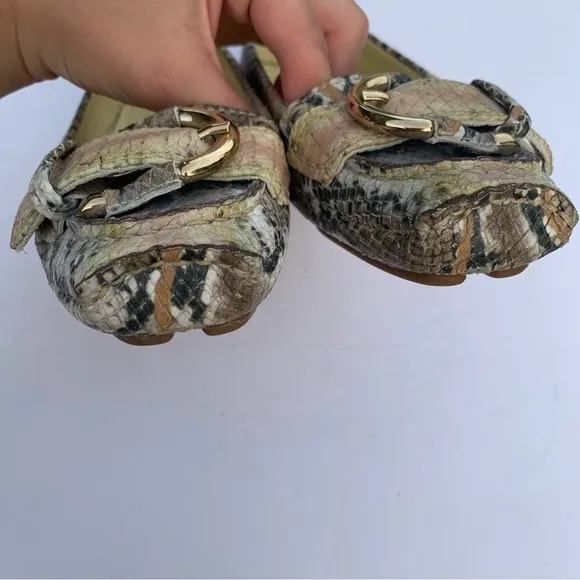 Bruno Magli Snakeskin Flats Loafers w/ Buckle Made in Italy Size 37 Old Money