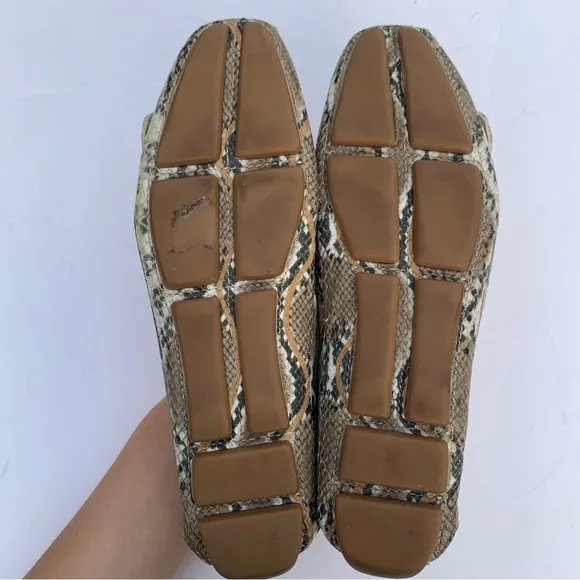 Bruno Magli Snakeskin Flats Loafers w/ Buckle Made in Italy Size 37 Old Money
