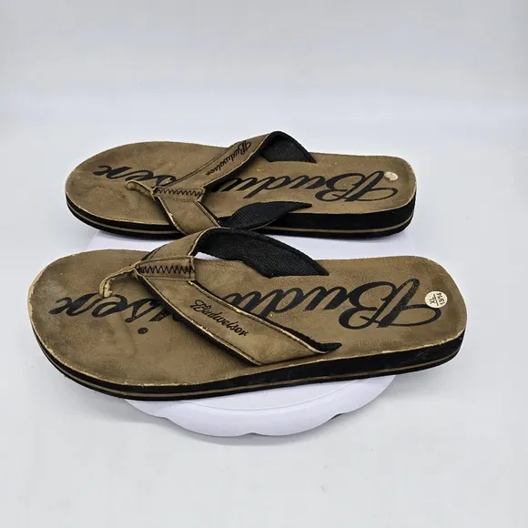 Budweiser Shoe Men 14 Thong Sandals Brown
