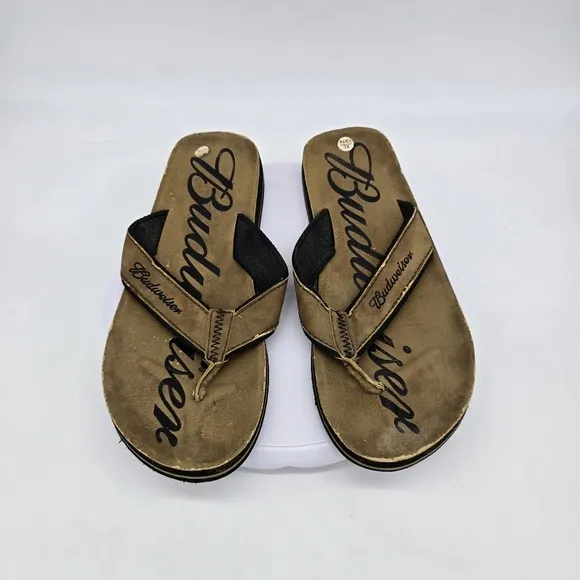 Budweiser Shoe Men 14 Thong Sandals Brown