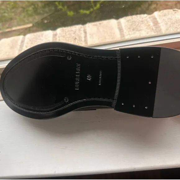 Burberry Shane Men's Black/Beige Checkered Leather Penny Loafers Size 40 or 7 Us