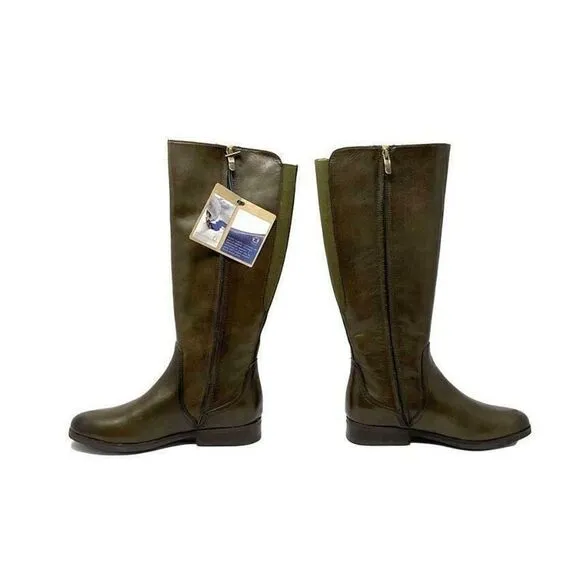 Bussola Lyon Boots in Military US 6 EU 36 | Greenish Brown | Side Zip | Tall