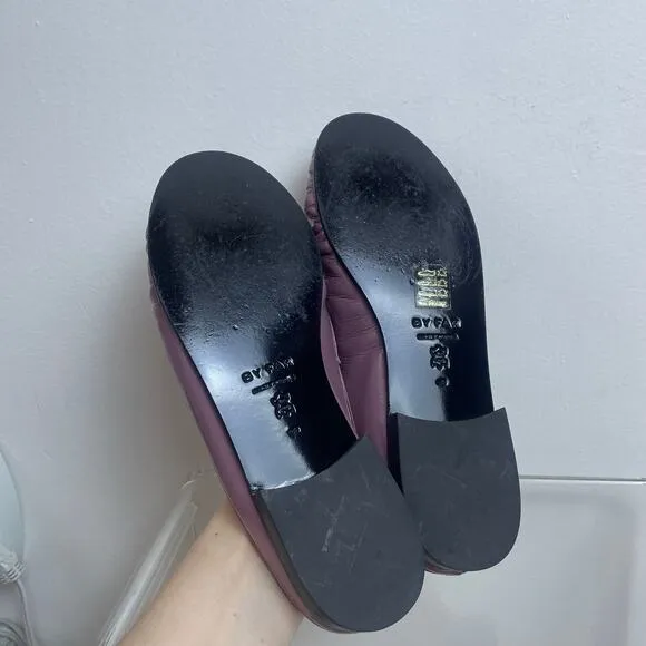 BY FAR Purple Grained Leather Lou Loafer Mule Slip On Size 38 or US 7