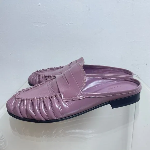 BY FAR Purple Grained Leather Lou Loafer Mule Slip On Size 38 or US 7