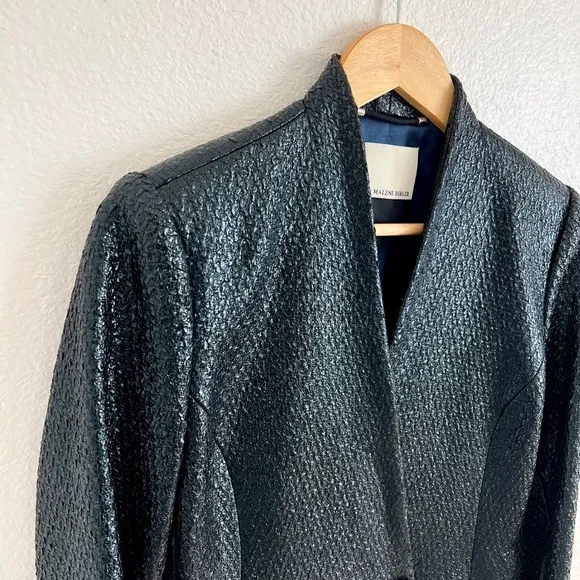 BY MALENE BIRGER blazer / black wet look fitted blazer jacket / size M (EU 38)